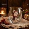 Decorative Party Drinkware Christmas Cocktails Glass, Santa Snowman Reindeer Tree Design Tumbler, 300ml Lead-free Wine Glasses Holiday for Cocktail