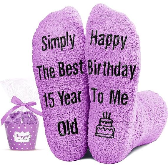 HAPPYPOP Birthday Gift Ideas - Sweet 16 Socks 15th Birthday Presents for Boys Girls