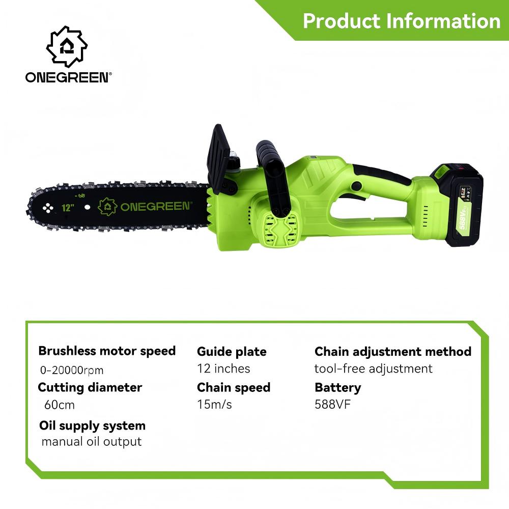 12-Inch Cordless Brushless Electric Chainsaw – Heavy Duty Wood Cutting Tool for Garden & Carpentry | Compatible with Makita 18V Battery