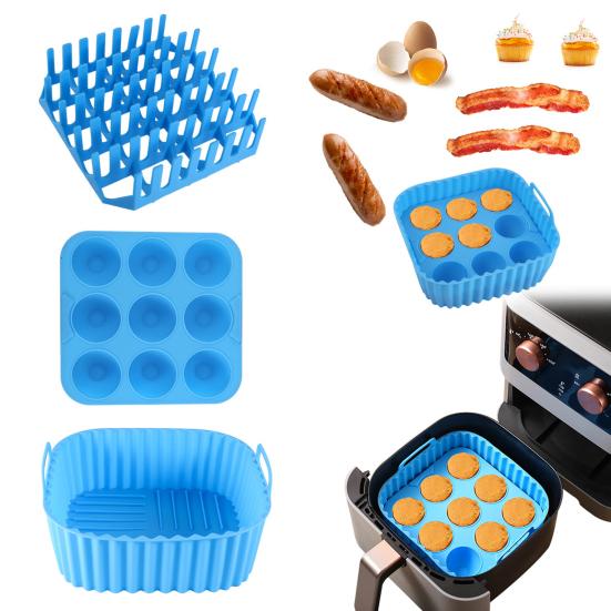 Air Fryer Silicone Basket Liners Large Square Oven Pan BBQ Grill Reusable Cake Molds for Hot Dogs Bacon Jelly