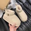 White Platform Snow Boots Women's Winter 2025 New Piled Thickened Short Tube Fluffy Short Cotton Boots Bread Shoes