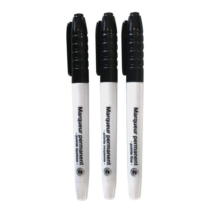 Marqueur permanent noir 3 Pointes différentes