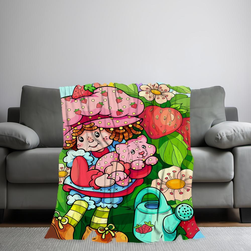 Niedliche S-Erdbeer-S-Shortcake-Decke Hautfreundlicher Komfort Warm Weich Plüschdecke Geeignet Sofa Wohnzimmer Büro Schlafzimmer