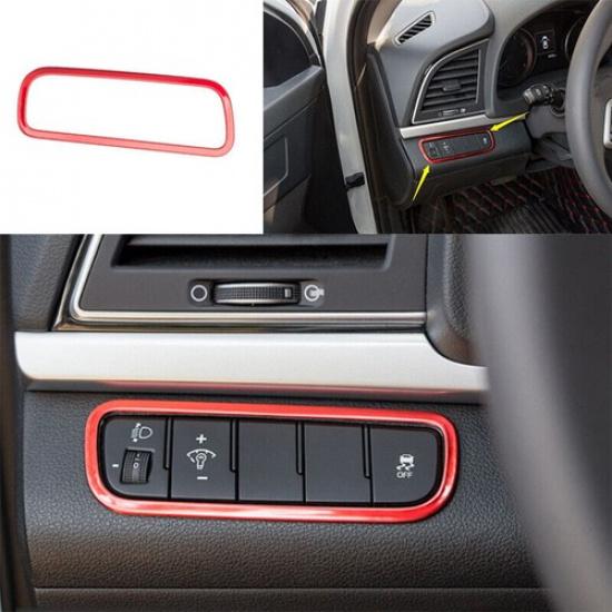 Titanium Red Headlight Button Frame Cover Trim 1X For Hyundai Elantra 2017-2020