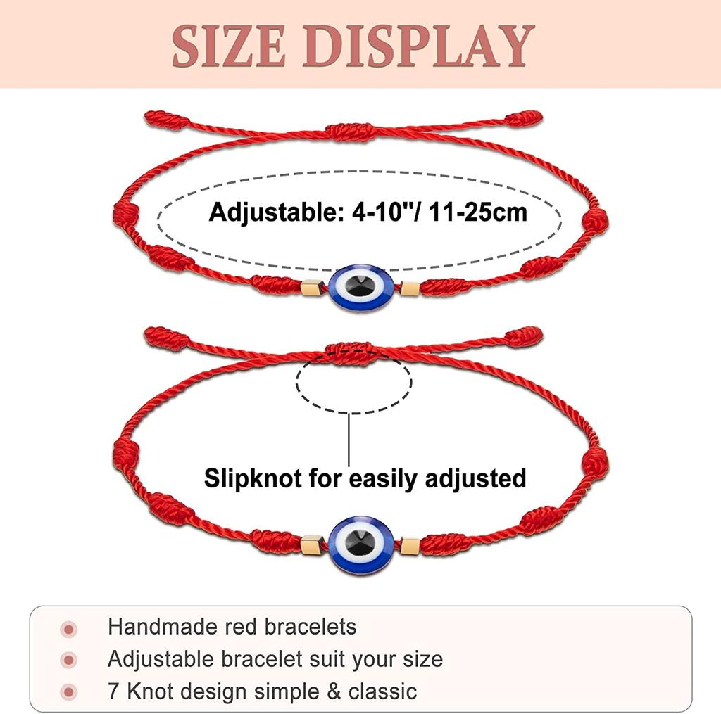 Manufacturer Turkish Evil Eyes Bead Charm Bracelets Handmade Macrame Lucky 7 Knots Red Black Cord String Rope Knotted Bracelet