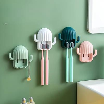Portaspazzolini Cactus Montato a Parete Autoadesivo Multifunzionale Porta Spazzolini Elettrici Accessori per il Bagno