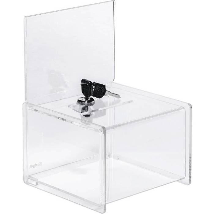 Sigel Urne avec fente, serrure VA151 transparent (l x H x P) 150 x 150 x 212 mm 1 pc(s) | BOITE DE RANGEMENT - BAC DE RANGEMENT