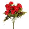 Red Artificial Carnation Bouquet with Ferns - 18 Detailed Flowers, Height 48 Cm