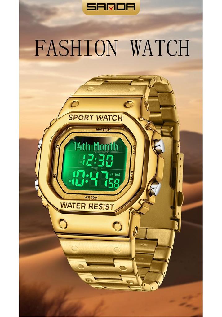 Sanda Men's Multifunctional Waterproof Electronic Watch - Middle East Exclusive, Summer Time Wristwatch