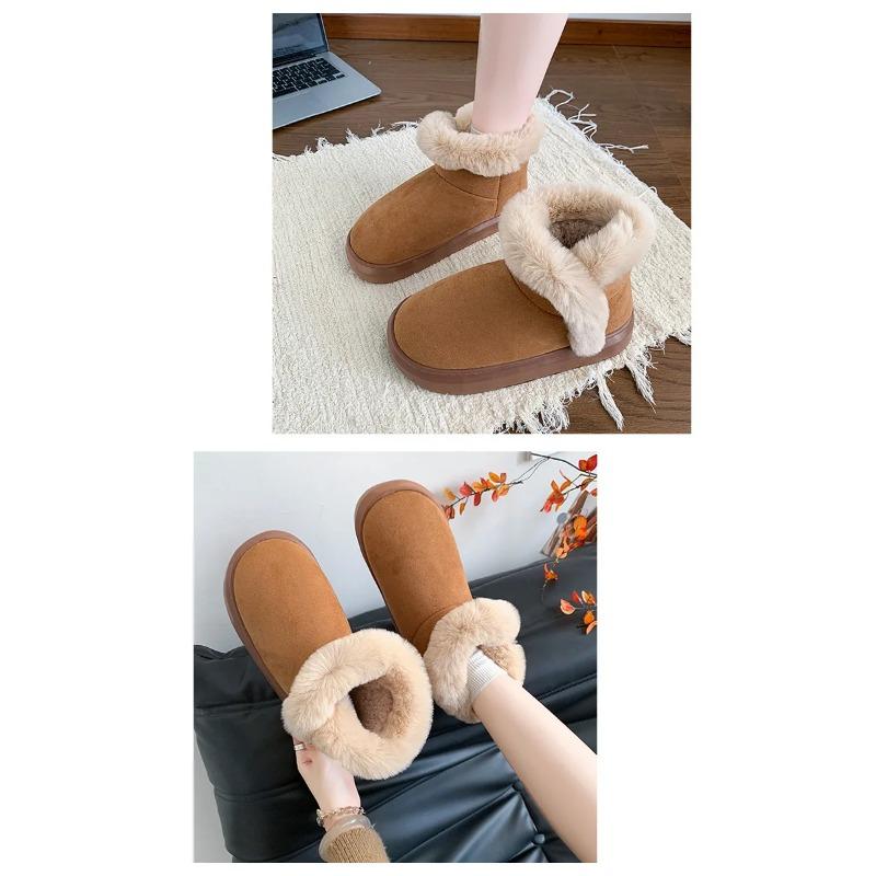 Νέα Χειμερινά Παπούτσια Μήκους Μέσης Γάμπας με Χοντρή Σόλα, Ζεστά, Ανθεκτικά στη Φθορά, Άνετα και Μοντέρνα Γυναικεία Μποτάκια, Μποτάκια Χιονιού από Βελούδο με Επίπεδη Σόλα