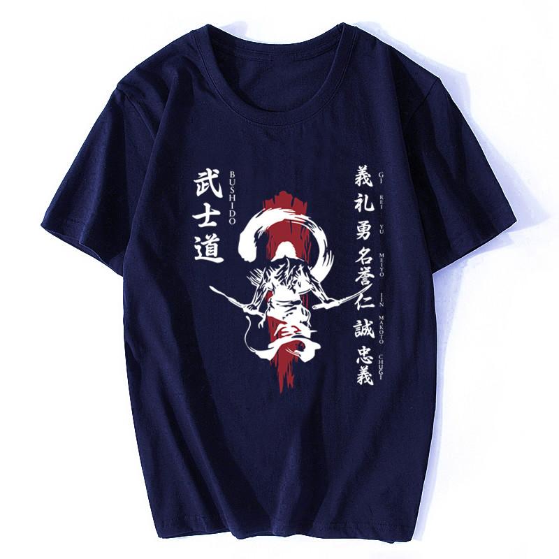 Fan Samurai Warrior Japanese The Seven Virtues Of Bushido New Short Sleeve Men Fashion Men Round Neck Cotton T Shirt