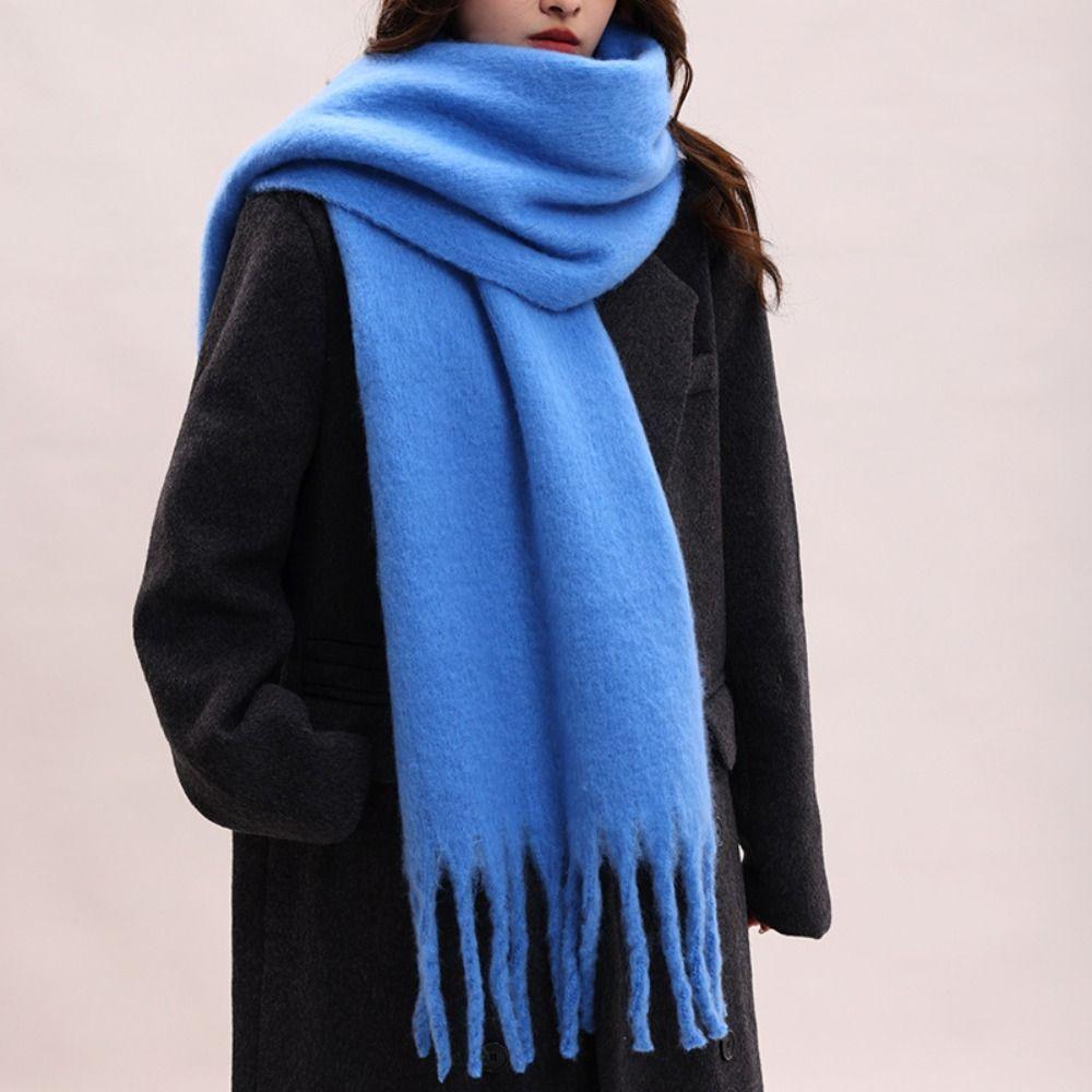 Mohair Winter Wool Scarf Plush Long Shawl Retro Winter Cashmere Scarves  Girl