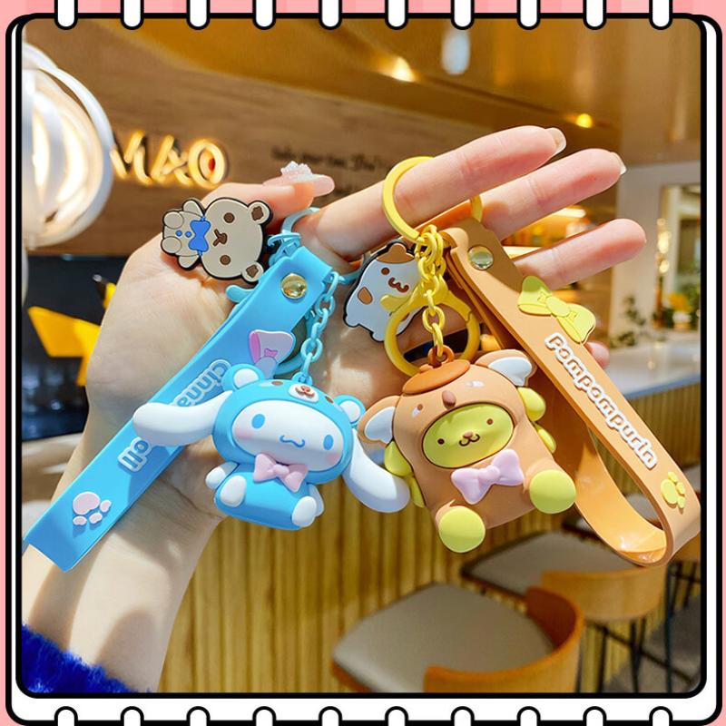 Sanrio Hello Kitty Figures Keychain Kawaii Melody Kuromi Doll Pendant Decoration Keyring Jewelry Girl&Kid Gifts Toys