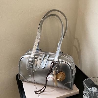 Nischen-Retro-Tragetasche aus weichem Leder, vielseitige, modische Schulter- und Unterarmtasche, tragbare Bowlingtasche „Spice Girl“