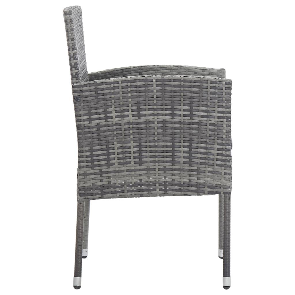 Garden Chairs with Cushions in Dark Grey 2 pcs. Grey Poly Rattan