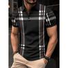 Summer Fashion Men's Striped POLO Shirt Lapel Button Down Men's Short Sleeve Street Trend Style Men's Top