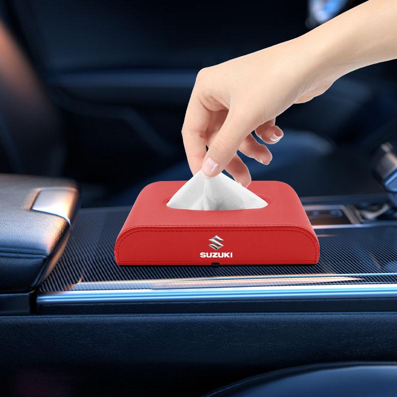 1pcs Car Tissue Box Holder Armrest Box Storage Case Emblem for Suzuki Jimny GW250 Samurai Vitara Swift Baleno SX4 Ignis Alto Splash Swace