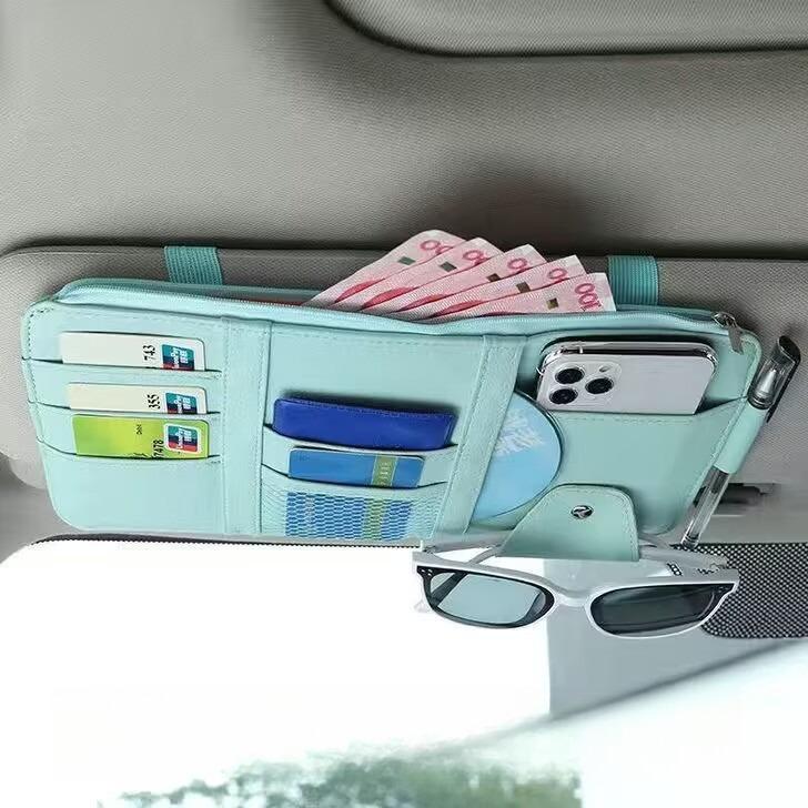 Car Organizer Light Barrier Car Sun Visor Organizer Clip Sunshade Storage Bag Zipper Sunglasses Pen Card Small Files Bracket