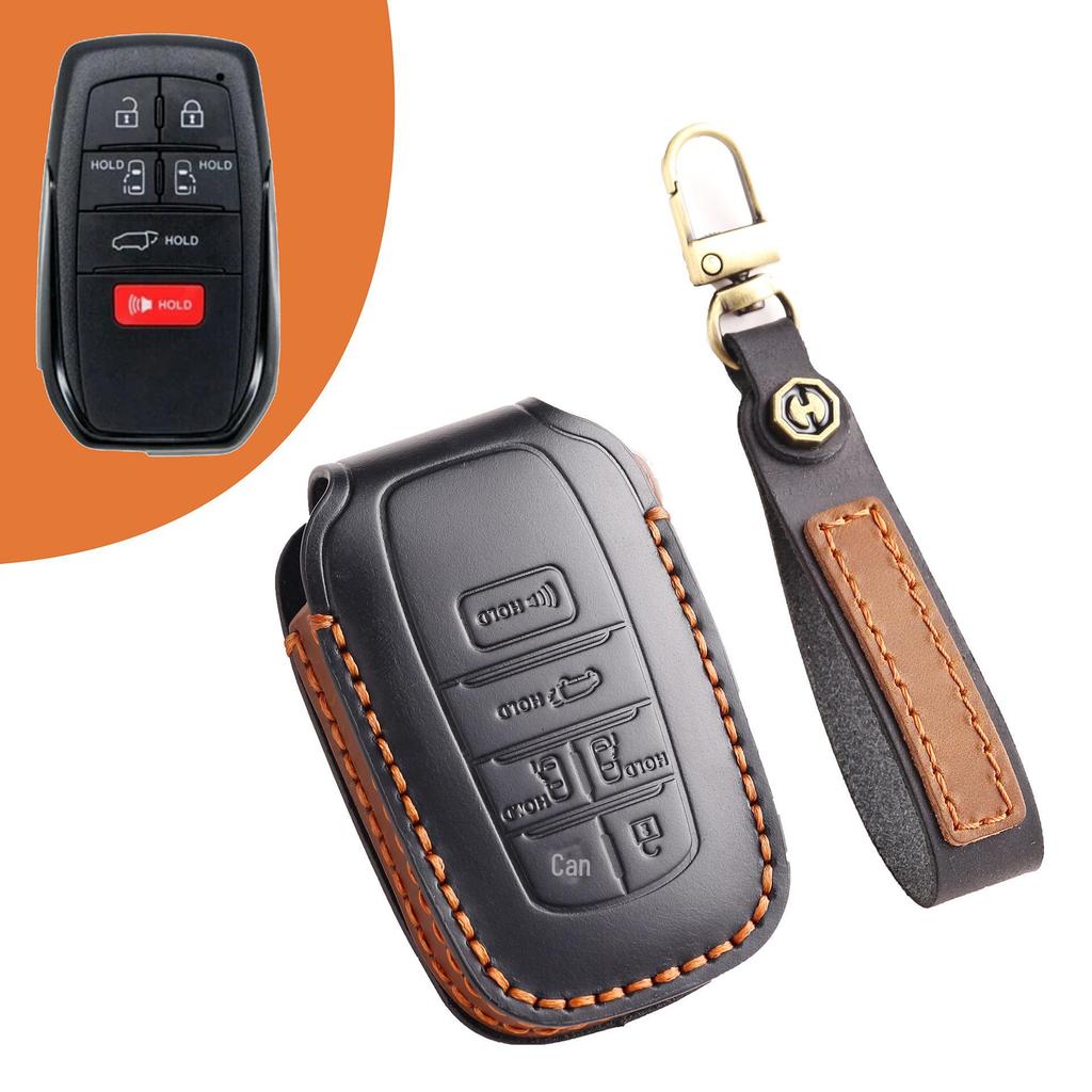 Leather Key Cover for Toyota Sienna, Tundra, Vellfire, and Alphard with Buckle