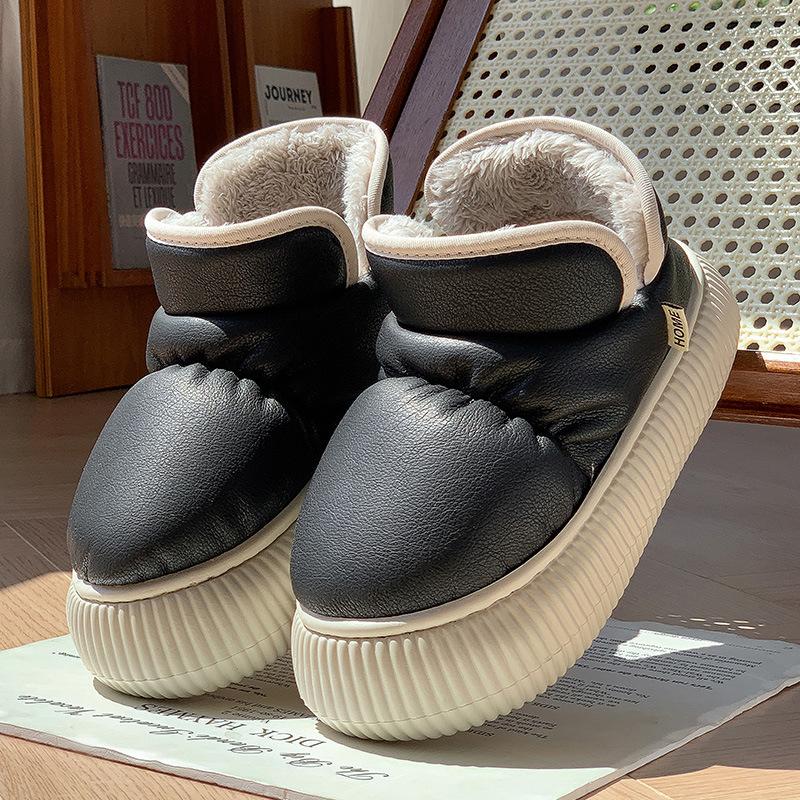 New high-grade waterproof PU versatile cotton shoes winter velvet warm thick sole heightening non-slip all-inclusive heels