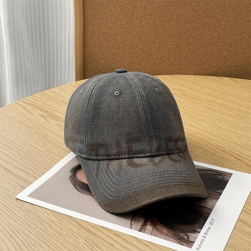 Casquette de baseball lavée et fabriquée à l'ancienne pour femme, style rétro américain, grande circonférence de la tête, casquette à visière montrant un petit visage, chapeau haut de forme souple à large bord