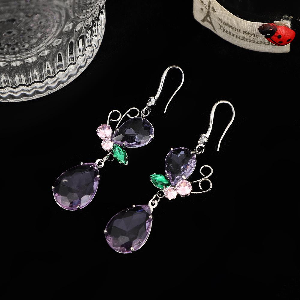 European & American Rhinestone Leaf Necklace & Earring Set - Fashionable Women s Accessories