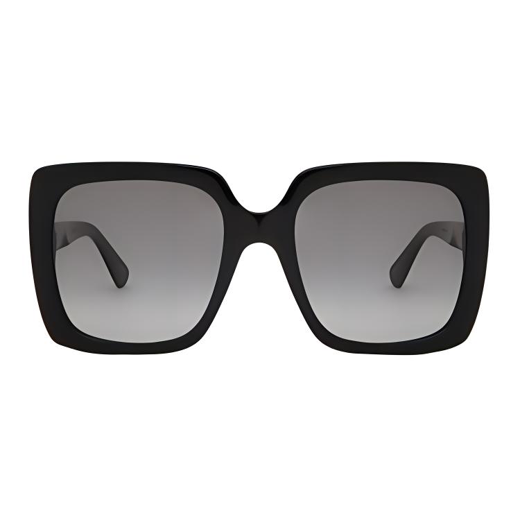 GUCCI Diamond-set logo square-frame sunglasses with plate frame women's black and gray