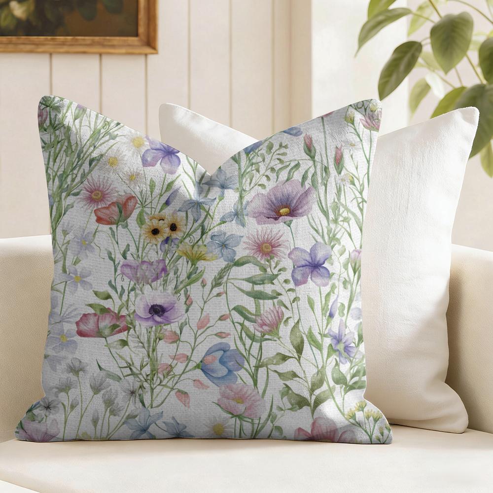 Boho Wildflowers Pattern Cushion Cover Natural Linen Pillow Cover DoubleSided Print Cushion Cover for Sofa Home Decor