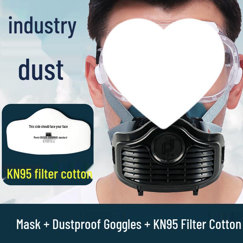 Full Face Dustproof Protective Mask for Industrial Use with Breathing Filter and Cotton Decoration