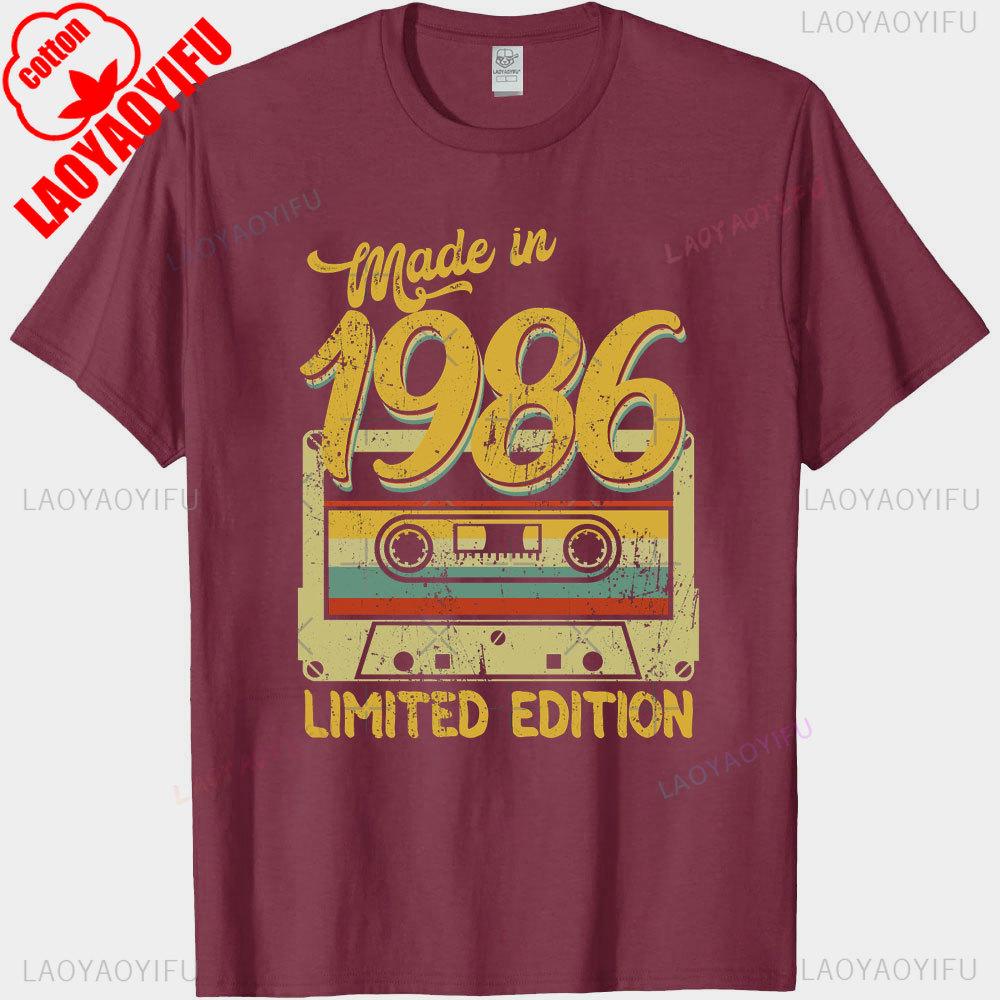 Vintage Made in 1986 40th Birthday 40 Years Old TShirts Summer Graphic Cotton Streetwear ShortSleeve Gifts Tee Men Tops