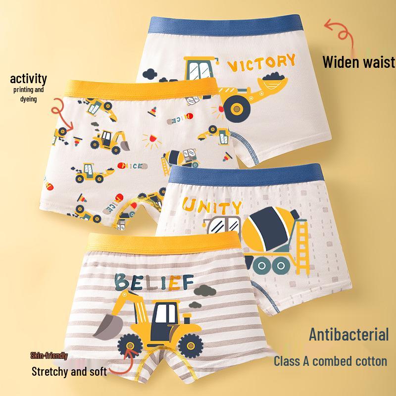 Dětské kreslené bavlněné boxerky se středním pasem - Prodyšné studentské spodní prádlo třídy A