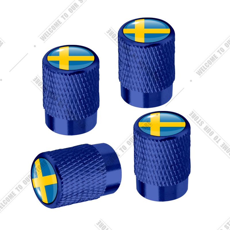 Auto CNC Aluminium R Design Schweden Flagge Emblem Für Volvo XC40 V90 S60 S80 S90 XC60 XC90 4 Stück Reifenventil Luftanschluss Ventilschaft Abdeckkappen