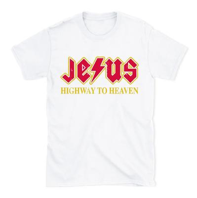 Summer 2026 New Jesus Road To Heaven Unisexs Tshirt Fashion Hot Sale Circle Neck Unisexs and Womens Same Print Tshirt