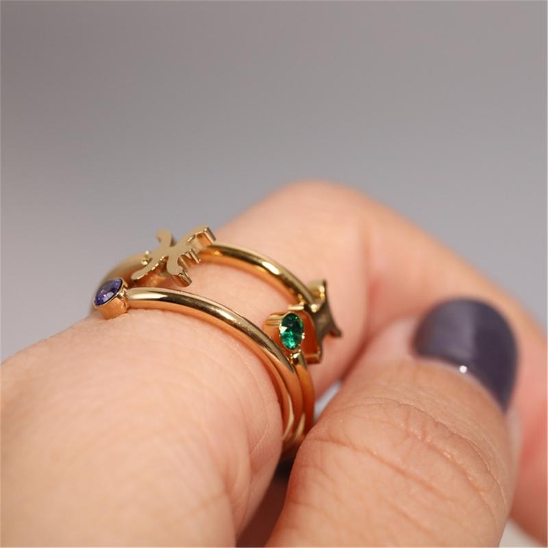 Unique Zircon Constellations Rings Adjustable Finger Rings Fashion Open Rings Statement Jewelry Simple Knuckles Rings
