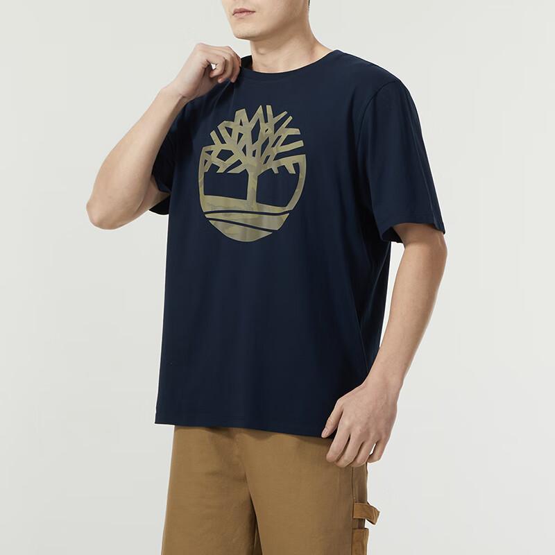 Timberland Logo Print Crew Neck Outdoor Sports Breathable Short Sleeve T-Shirt Men Tops Blue A2Q5Q-433