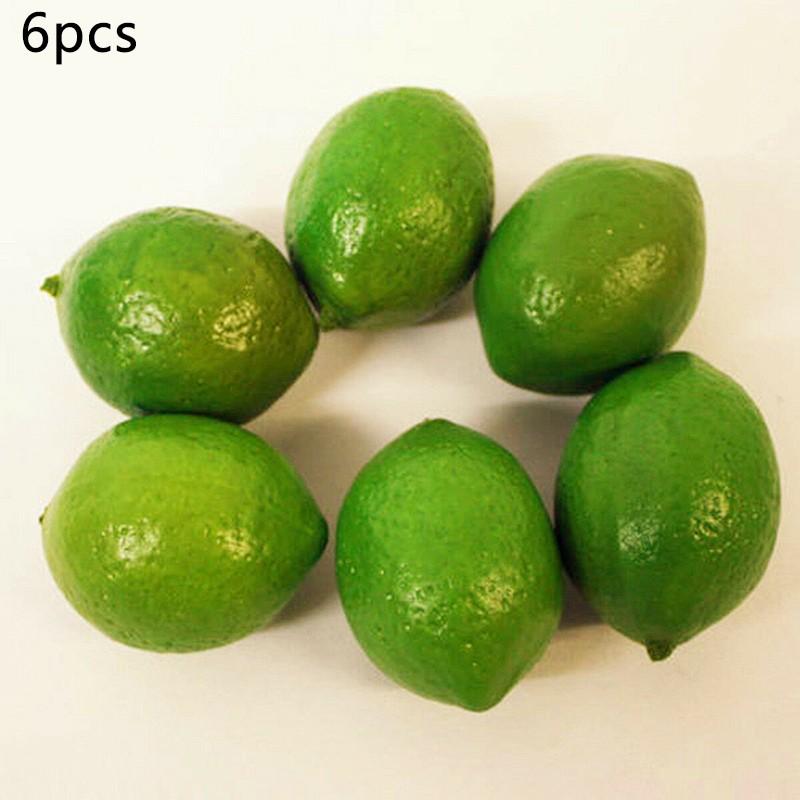 Photography Props Artificial Lemon 6pcs Green Plastic Limes Simulation