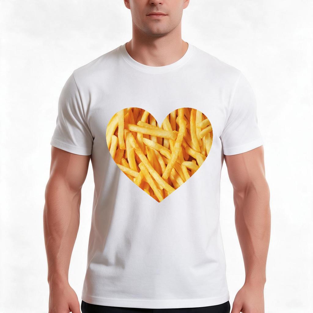 Fries Love Tshirt Summer Casual Cotton Tee Oversized Streetwear Tops Vintage Graphic Print Loose Fit Short Sleeve