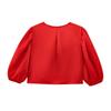 2025 Spring European & American Style Women's Satin Puff Sleeve Bow Top