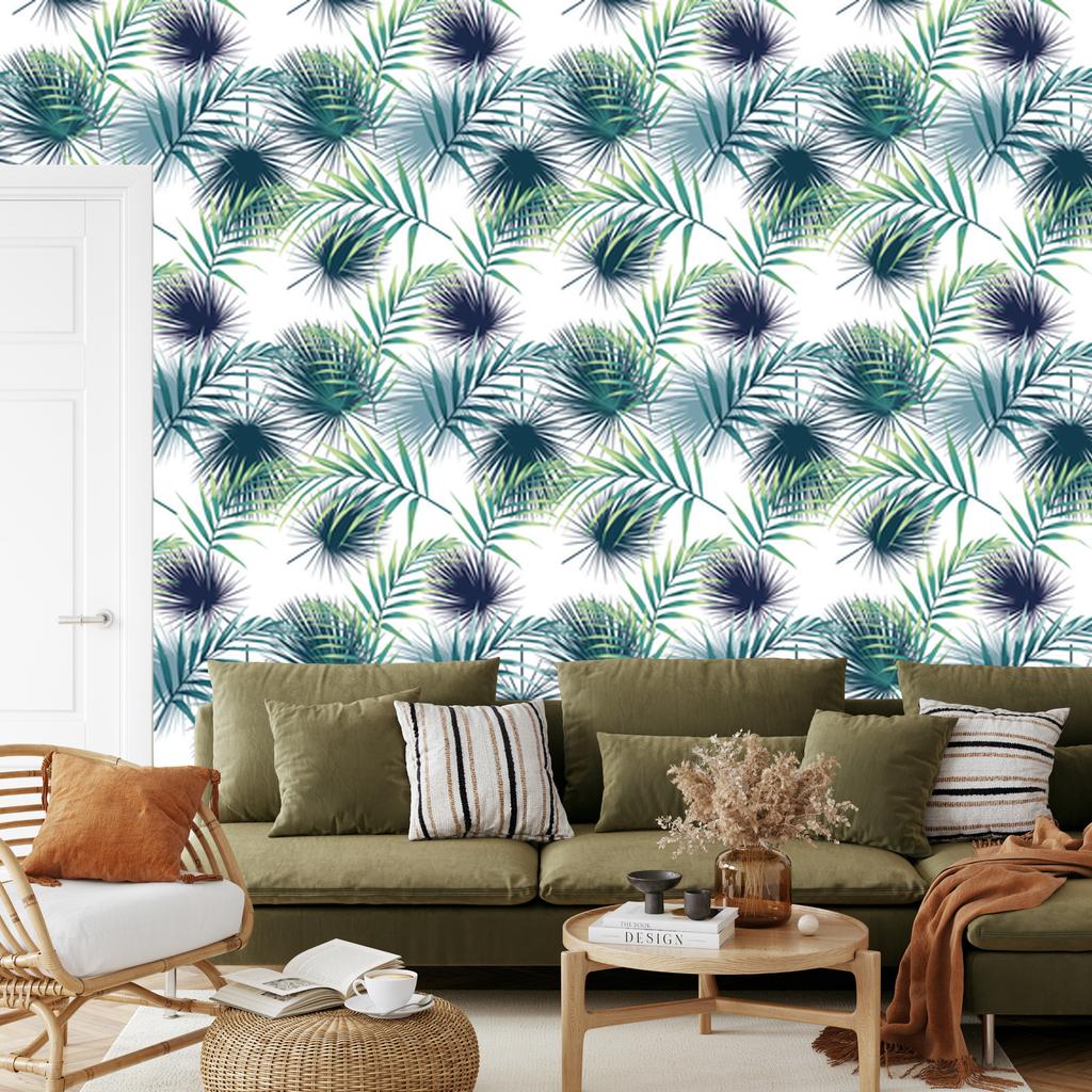 Tropical Palm Leaves Wallpaper for Living Room and Bedroom 50x1000