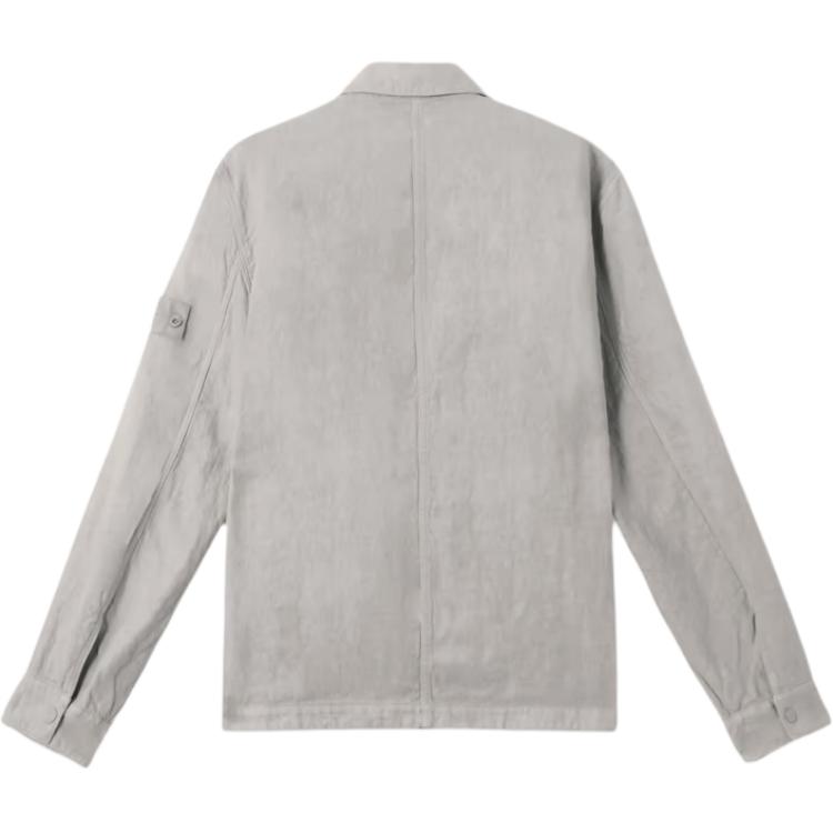 STONE ISLAND Solid Color Button Long Sleeve Shirt Men Shirts Gray White K1S151200010S00F8-V0064