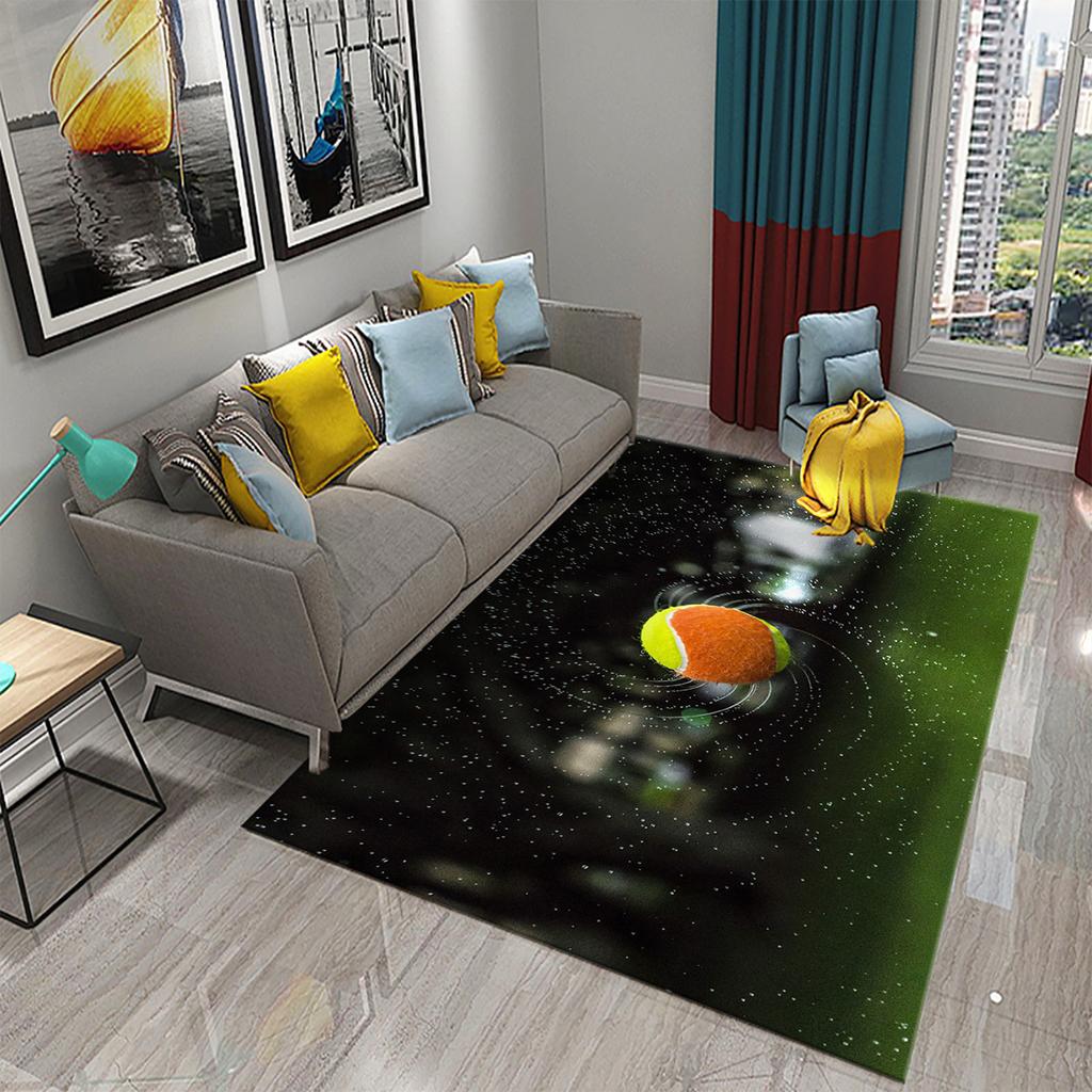 3D Funny Sport Tennis Carpets for Bedroom Living Room Bathroom Soft Comfortable Non-slip Absorbent Mat Children Play Bedside Rug