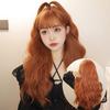 Long Hair Natural Wig Head Cover Women Wig Water Ripple Orange Straight Bangs