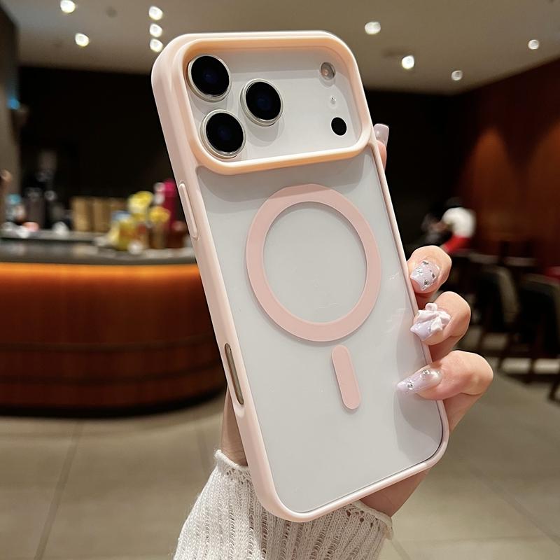 

New 17 Pro Max Clear Magnetic Phone Case for iPhone 17 Air 17 Pro Max Magsafe Candy Color Transparent Protector Back Cover For iPhone 17proMax рожевий