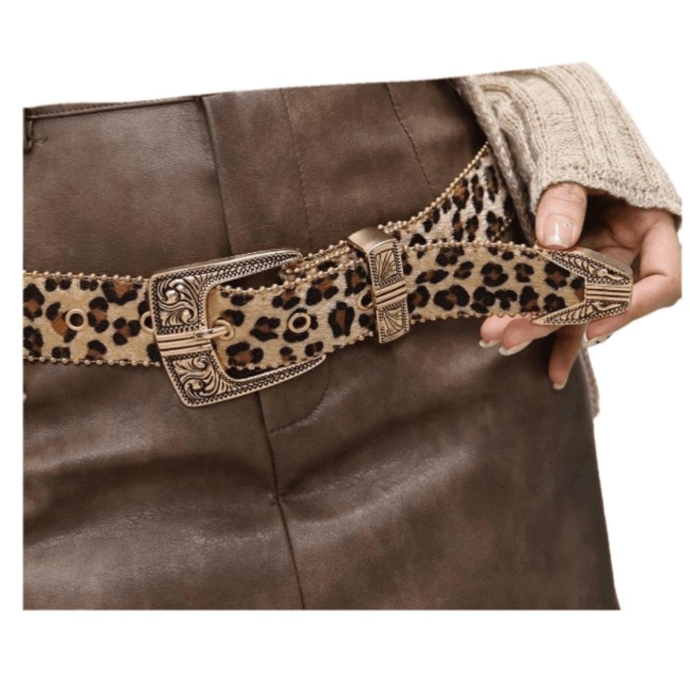 Women's Leopard Print Versatile Belt Women's Belt Premium Vintage Decorative Belt Women's
