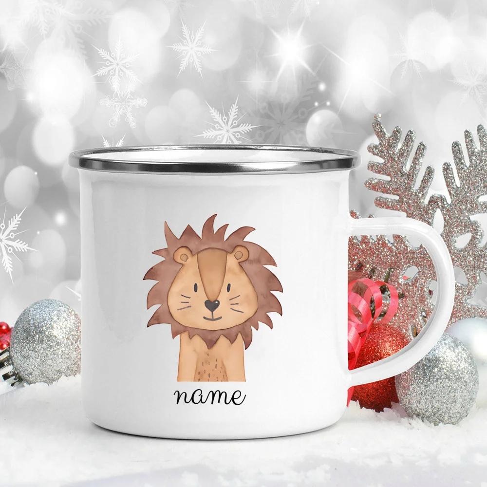 Personalized Children's Mug Baby Gift Gifts Enamel Cup Forest Animals Enamel Camping Cups with Name Gifts for Children