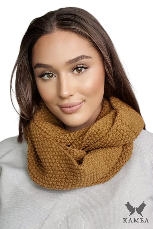 Sappho Women' Set Hat with Snood Mustard Color