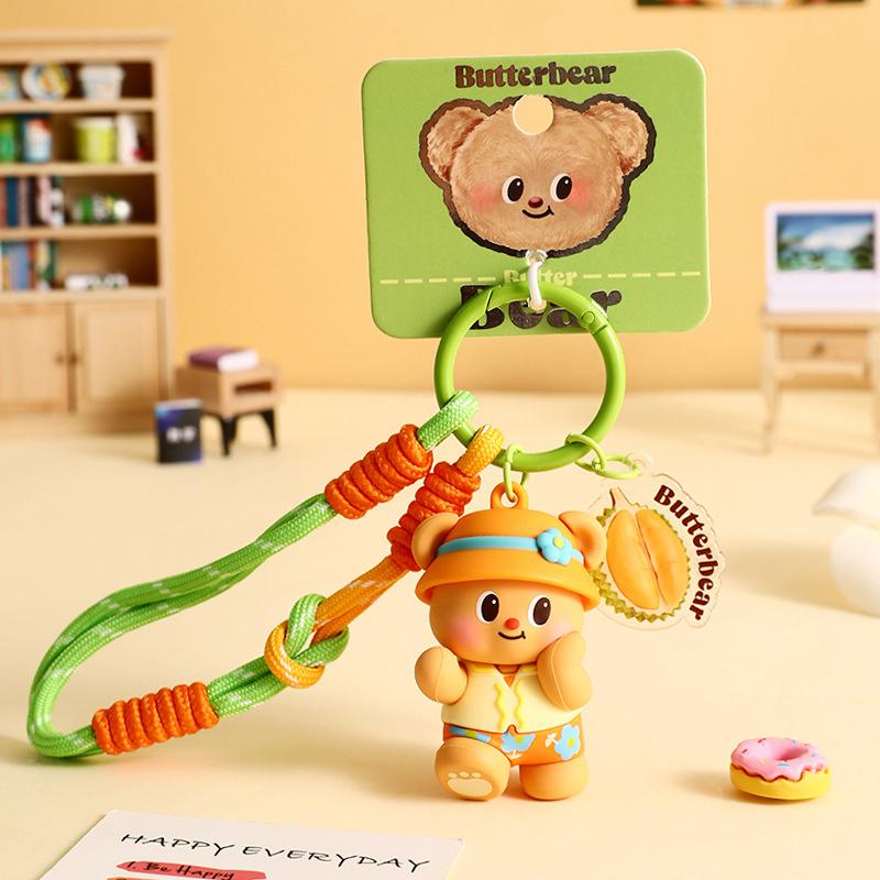 Cartoon Cute Butter Bear Keychain Pendant  Car Keychain Novelty Exquisite Kawaii Backpack Decoration Accessories Gifts