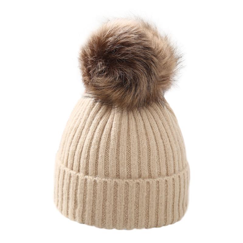 Winter Kids Knitted Hat Beanie For Baby Infant Girls Boys Warm Pure Color Thickened Ball Newborn Photography Autumn