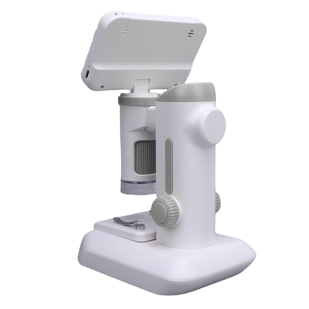 Kids Microscope 1600X 4 Inch LCD Screen Handheld Desktop Digital Microscope with LED Light for Education Gray
