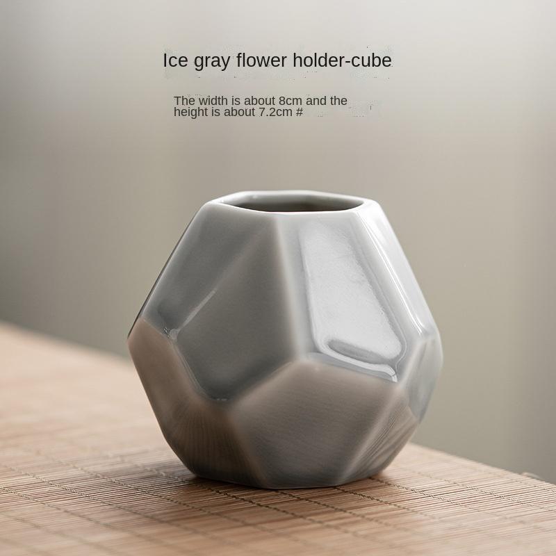 Ice Gray Smoky Gray Glaze Flower Hydroponic Container Japanese Minimalist Vase Ceramic Floral Domestic Ornaments Flower Vase